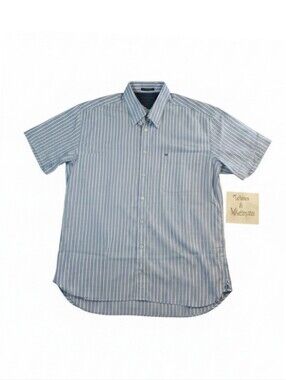VTG Y2K Tommy Hilfiger Men's Short Sleeve XL Button-Up Blue & Red